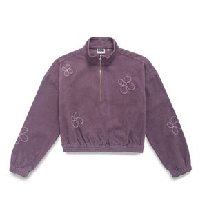 Womens Samii Ryan Daisy Gal Corduroy Quarter Zip Mock Neck Jacket PURPLE